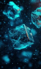 Obraz premium Cool ice cubes in motion. AI.
