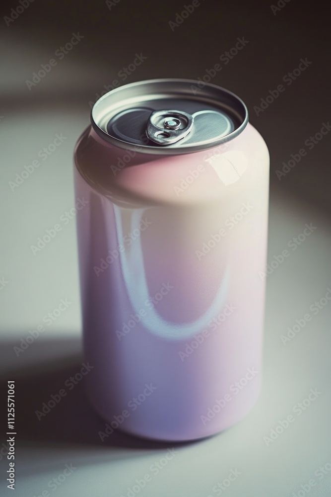Poster A soda can sitting on a table with a simple background