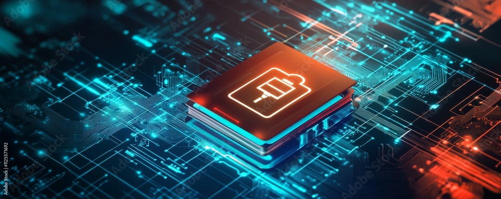 Poster glowing medical file icon with ai lock and circuit background, representing ai in secure health info