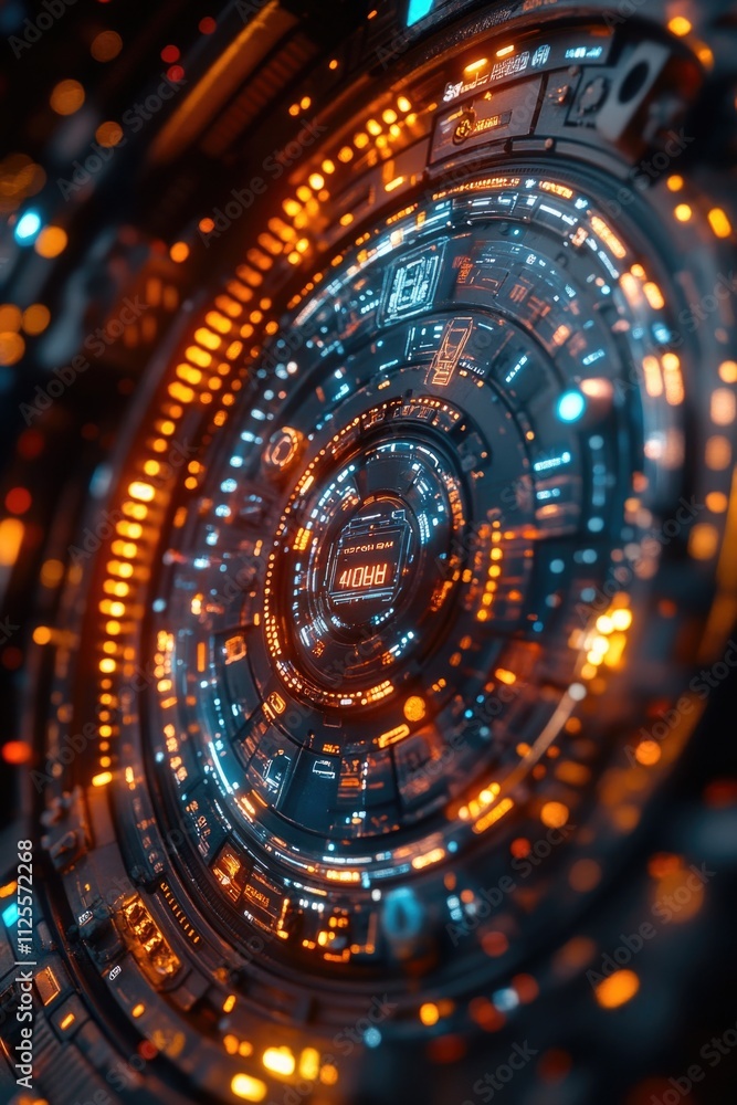 Aufkleber A close-up view of a circular object emitting light, ideal for use in illustrations or designs where a focal point is needed
