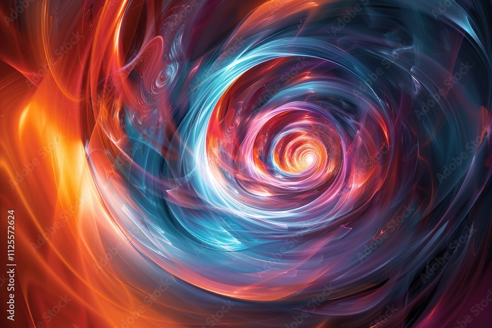 Poster a colorful spiral pattern in shades of orange and blue, perfect for use in designs or as a backgroun