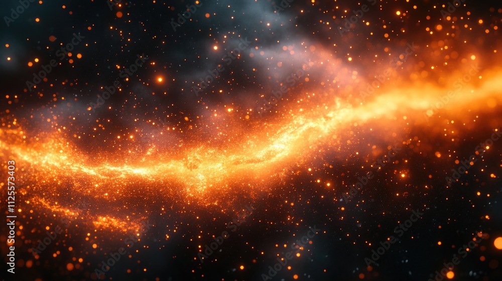 Poster a stunning galaxy image with stars shining bright in the background, perfect for use as a space-them