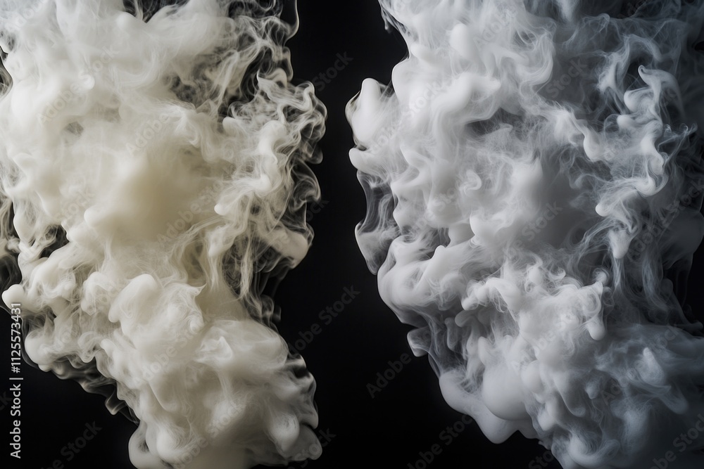 Poster a close-up shot of a cloud of smoke on a black background, ideal for use in presentations or designs