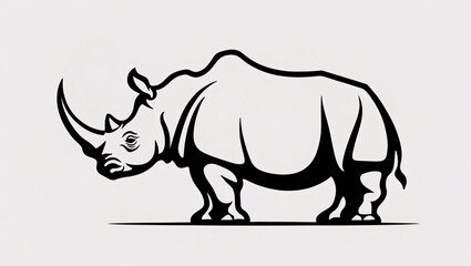 Fototapeta premium Artistic and Unique Rhinoceros Horn Line Art Logo for Company Signage