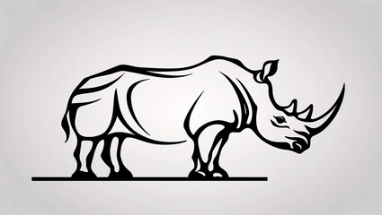 Fototapeta premium Bold Rhinoceros Horn Line Art Logo for Exceptional Business Identity