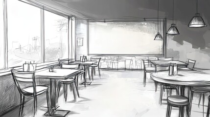 Sketch Design of a Modern Restaurant Interior
