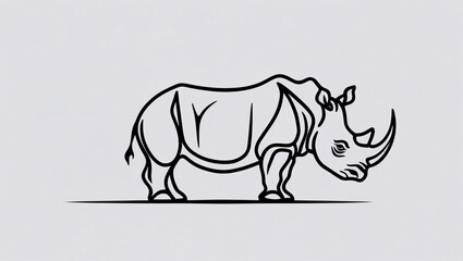 Fototapeta premium Minimalistic Rhinoceros Line Art Logo Featuring Bold Horn Design
