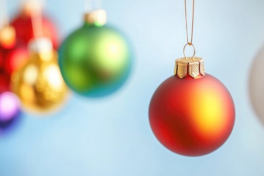 A festive garland with Christmas ornaments hanging from a string
