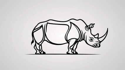 Fototapeta premium Refined Rhinoceros with Horn in Line Art Logo for Exclusive Businesses