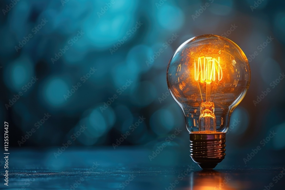 Poster A single light bulb sitting on a table with a simple design