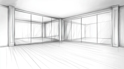 Architectural Sketch Showing Modern Room Design