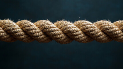 close-up of a fraying rope breaking in the middle, held tightly by two opposing hands. Symbolizes conflict, tension, division, struggle, resilience, or the breaking point in relationships