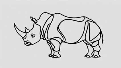 Fototapeta premium Unique Horned Rhinoceros Line Art Logo for Elegant Branding Solutions