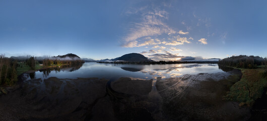 Tranquil Sunrise Over Fraser Valley in British Columbia Canada Landscape