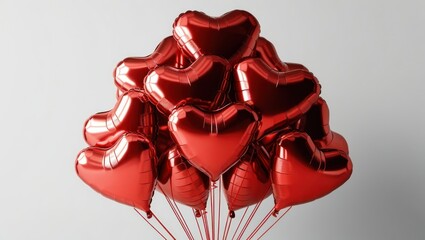 A Cluster Of Red Heart Shaped Balloons