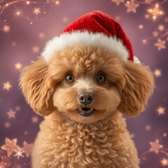 dog wearing santa hat
