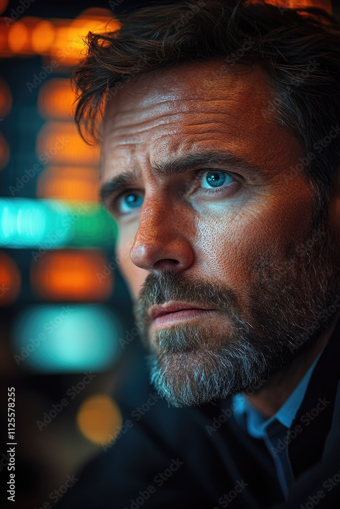 Poster close-up portrait of a man with a beard