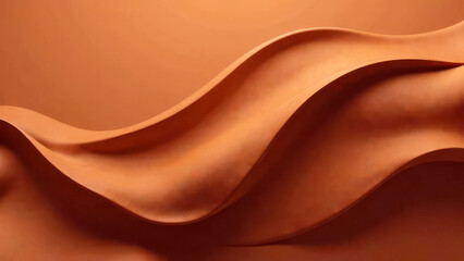 Fototapeta premium Abstract orange curved waves texture with soft lighting and depth, mocha mousse