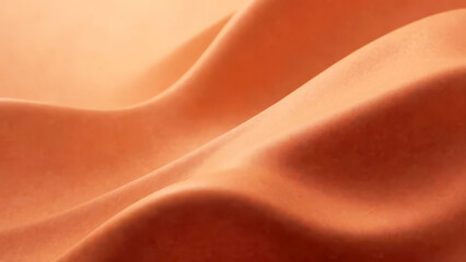 Abstract close-up of smooth orange fabric with gentle waves and shadows, mocha mousse