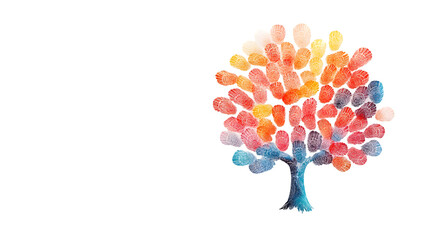 A colorful watercolor tree with vibrant leaves isolated on a white background, png transparent, symbolizing growth and nature.
