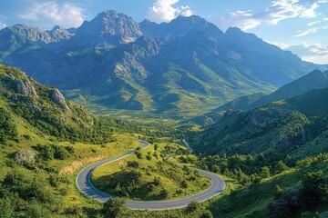 A scenic mountain path with twists and turns