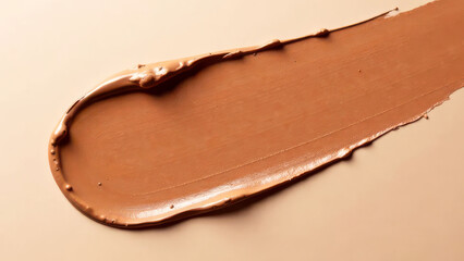 Smooth brown beauty product spread on neutral background for skincare and cosmetics, mocha mousse