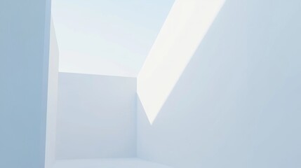 Fototapeta premium Minimalist architectural mockup featuring plain white walls and an open space, ideal for modern design presentations, advertisements, or creative compositions.