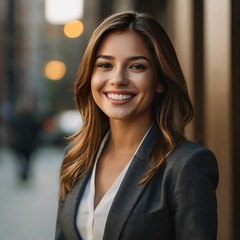 Fototapeta premium Attractive young businesswoman with a happy smile