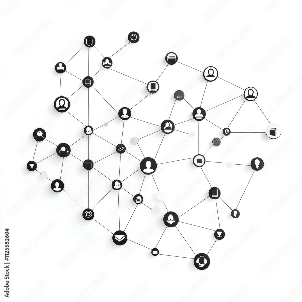 Poster abstract network connection with various technology and communication icons