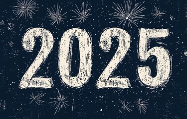 2025 New Year Fireworks Hand drawn Design Celebration Background
