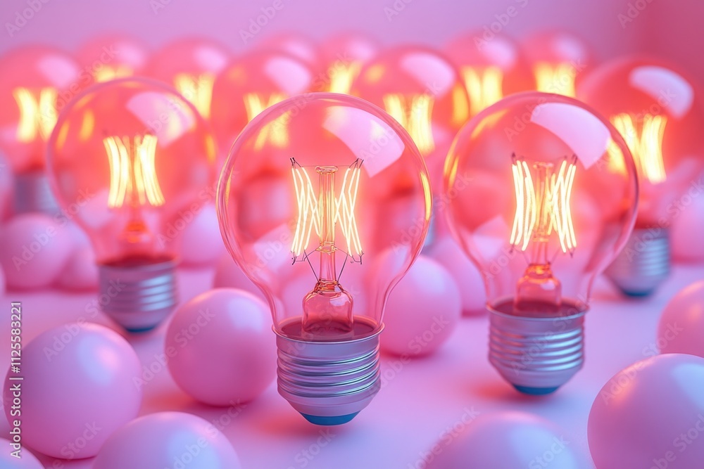 Poster a collection of light bulbs placed on a table, ready for use or display