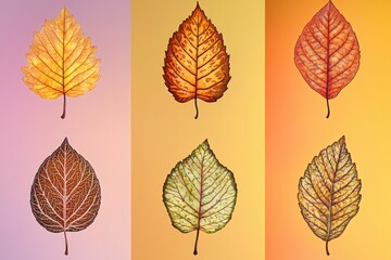 Obraz premium A selection of different colored leaves arranged together