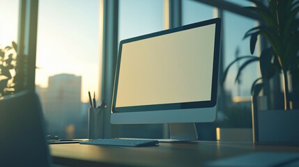 Fototapeta premium Modern Desktop Computer Screen Workspace Office Setting