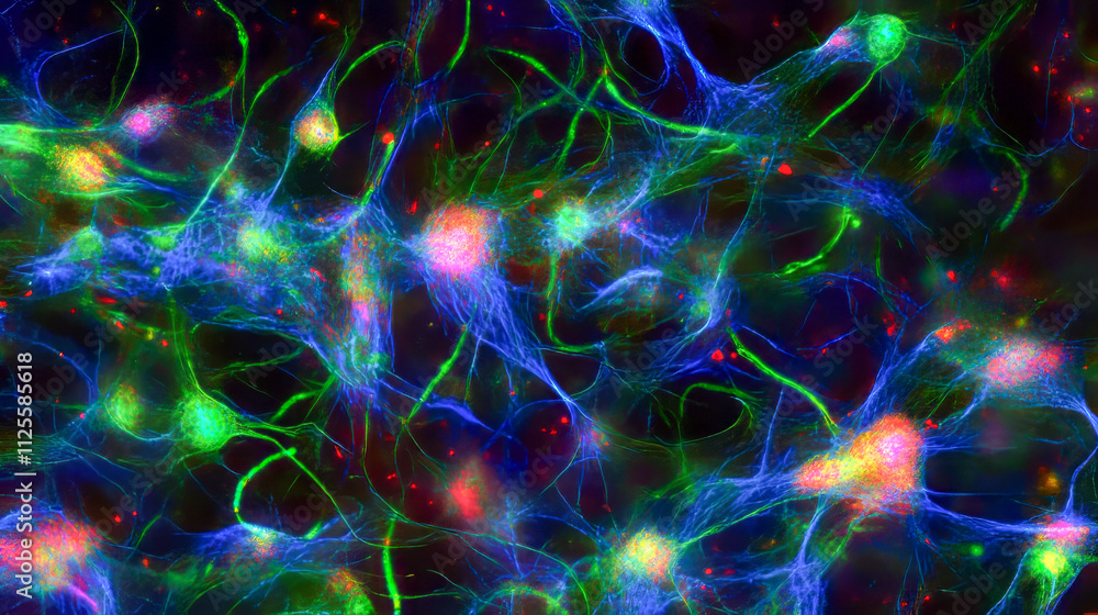 Poster fluorescent neural networks: vibrant visualization of brain cells in microscopy