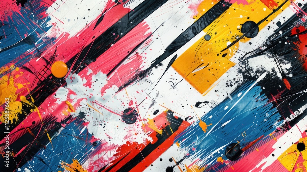 Poster close-up of a painting with colorful splatters