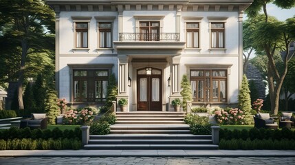 Obraz premium Home Facade in a Serene Neighborhood
