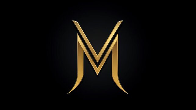 Gold m logo on black background