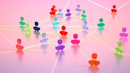 Colorful people sign connections. Social media Networking and big data concept. 