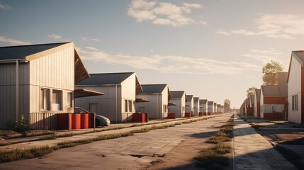 Obraz premium A photo of Minimal Worker Homes in Soft Natural light