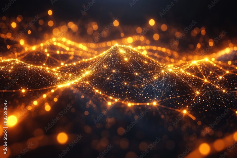 Aufkleber abstract illustration of glowing lines and dots on a dark background