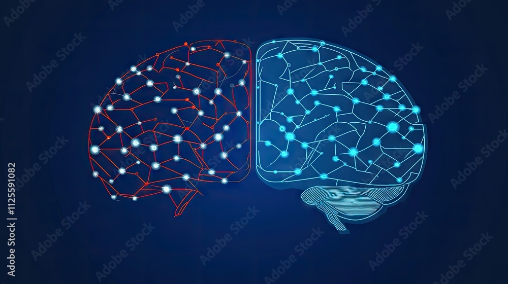 Poster brain connectivity concept with neural networks and vibrant colors