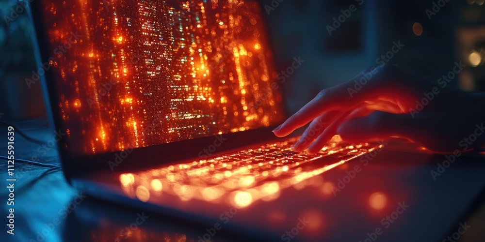 Poster close-up shot of someone working on their computer