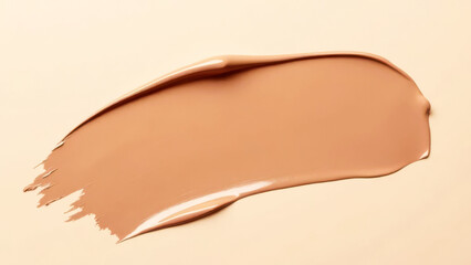 Fototapeta premium Smooth beige foundation swatch on light background, mocha mousse