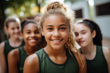 Fototapeta premium Portrait of a young female basketball team