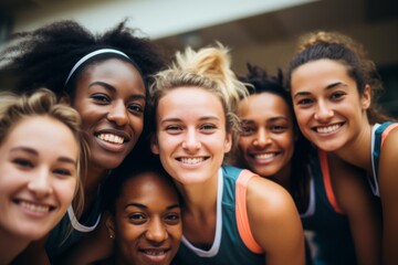 Fototapeta premium Portrait of a young female basketball team