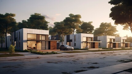 Fototapeta premium A photo of Minimalist Group Homes Nestled