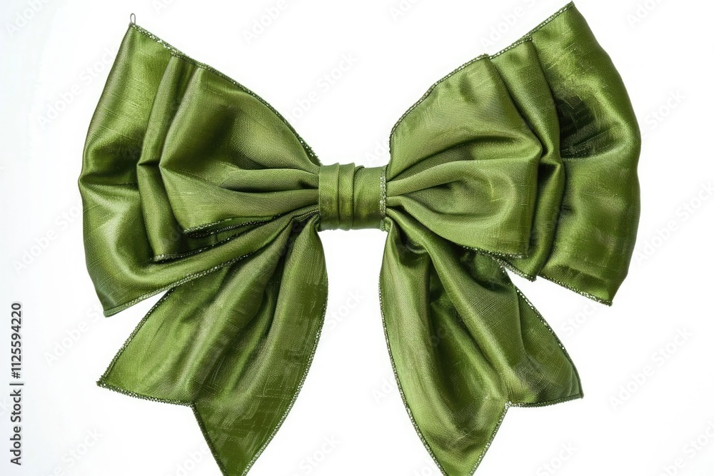 Poster a simple and elegant green bow placed on a clean white background