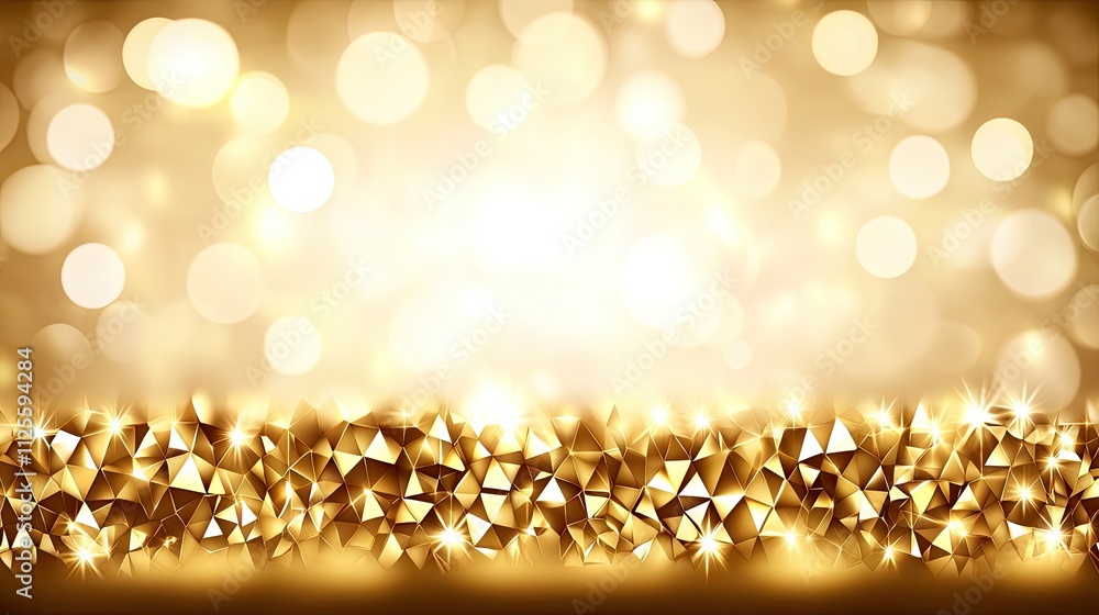 Poster shimmering gold background with sparkling light elements