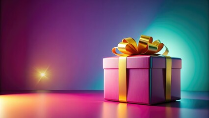 3D gift box on a simple background, ideal for celebrations and special occasions, showcasing a sleek packaging concept for marketing and advertising purposes.