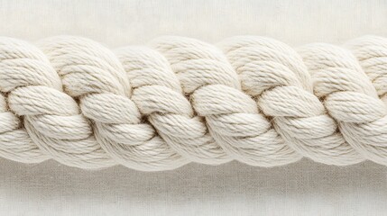 Closeup of a soft white braided wool texture on a woven fabric background showcasing a natural and gentle aesthetic